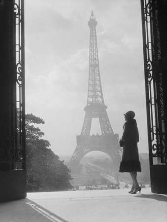 Woman Looking Toward Eiffel Tower Poster Print By H. Armstrong Roberts, 22 X 28 - Large