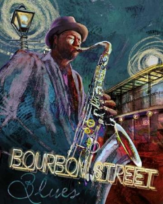 Galaxy Of Graphics Pdx15872large Bourbon St. Blues Poster Print By Conrad Knutsen, 24 X 30 - Large