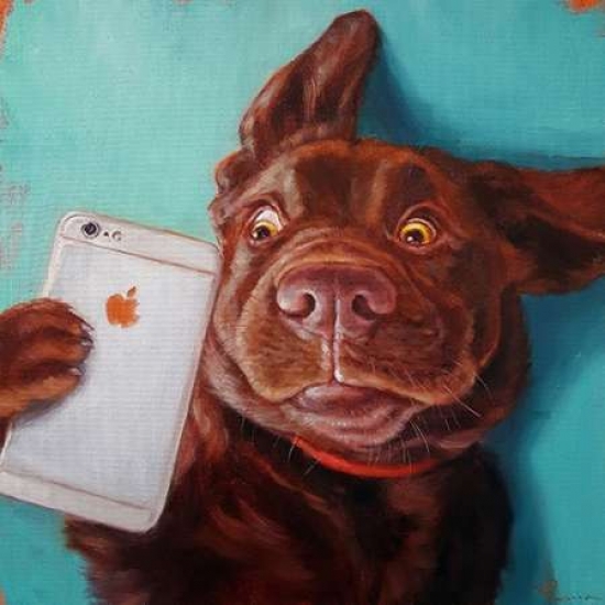 Pdxh1245dsmall Dog Selfie Poster Print By Lucia Heffernan, 12 X 12 - Small