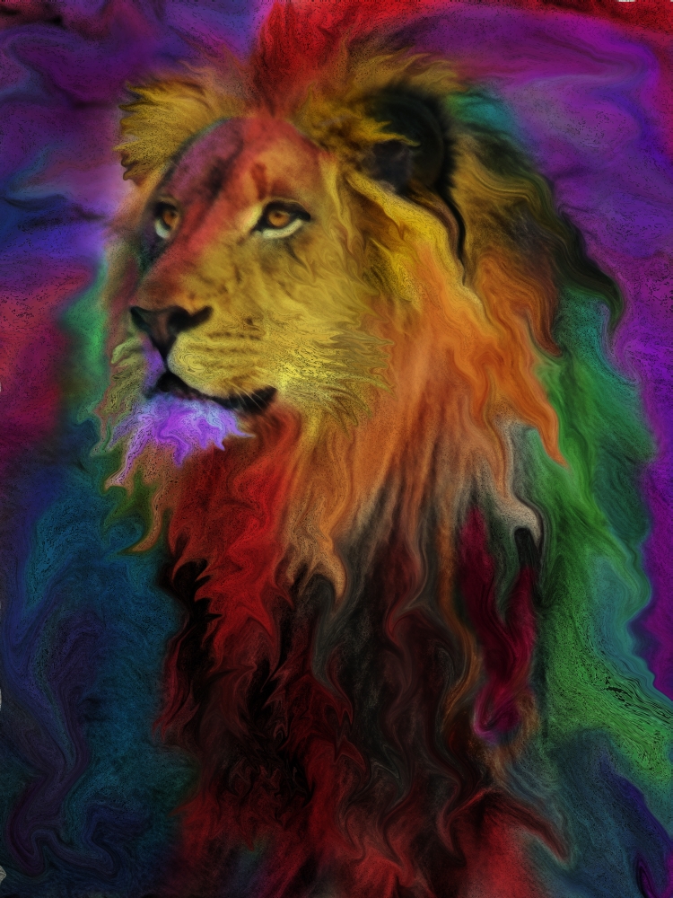 Mgl601049 Rainbow Lion Poster Print By Alixandra Mullins, 11 X 14