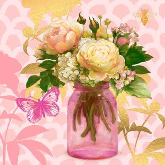 Pink Mason Jar Bouquet Poster Print By Art Atelier Alliance, 12 X 12 - Small