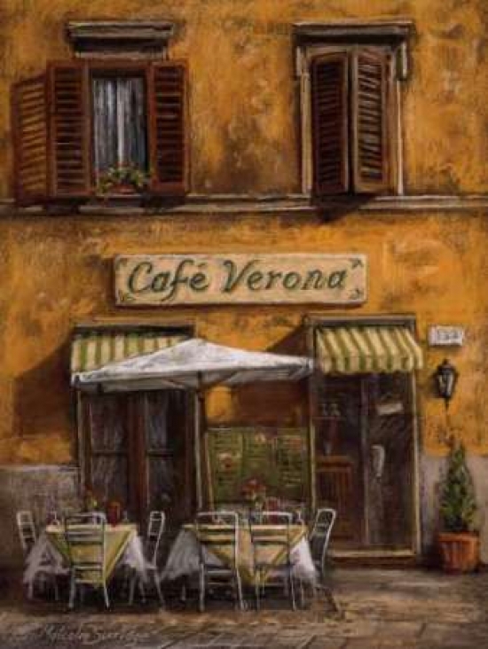 Pdx12242small Cafe Verona Poster Print By Malcolm Surridge, 9 X 12 - Small