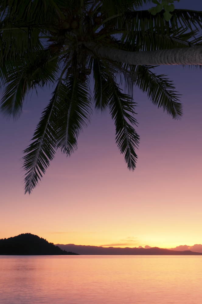 Dpi2087139 Fiji Matangi Private Island Resort Sunset Glow Over Ocean Poster Print, 11 X 17