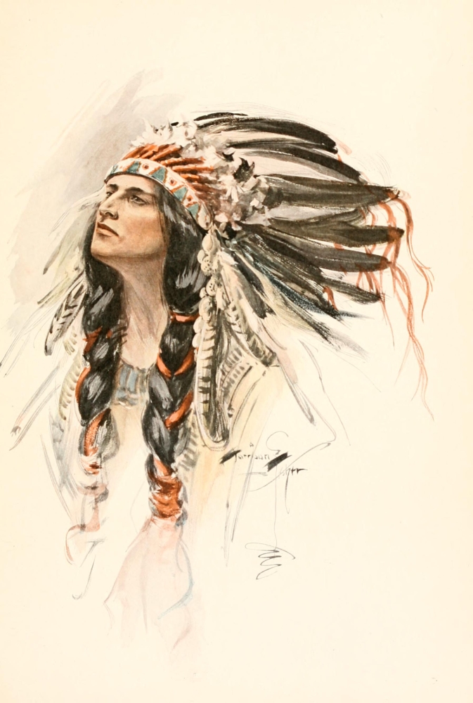 Pphpdp83957 The Song Of Hiawatha 1906 Red Indian With Head-dress 2 Poster Print By Harrison Fisher, 18 X 24