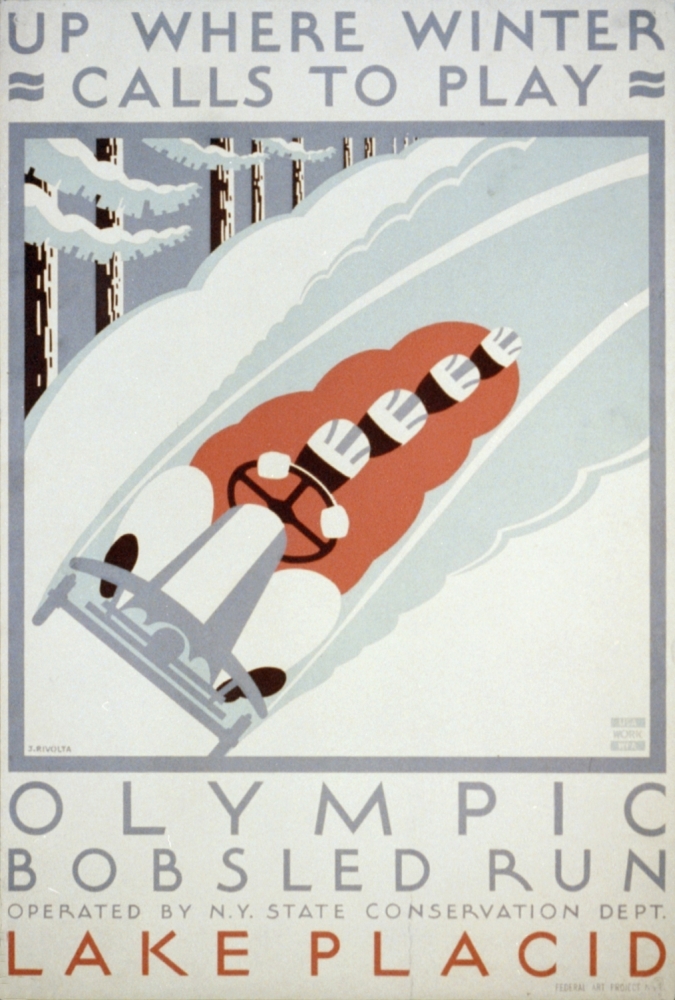 Pphpda72311large Wpa Olympic Bobsled Run Lake Placid C.1936-41 Poster Print By Jack Rivolta, 24 X 36 - Large