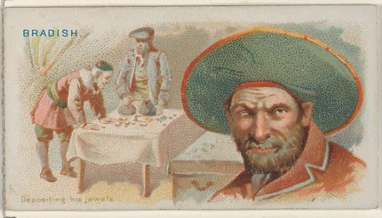 Joseph Bradish Depositing His Jewels From The Pirates Of The Spanish Main Series, N19 For Allen & Ginter Cigarettes Poster Print, 18 X 24