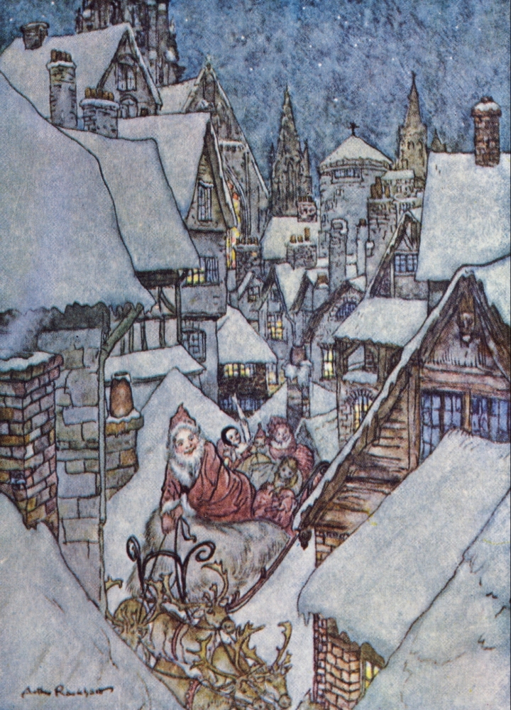 Pphpda60682large The Night Before Christmas 1931 Santa & Sleigh Poster Print By Arthur Rackham, 24 X 36 - Large