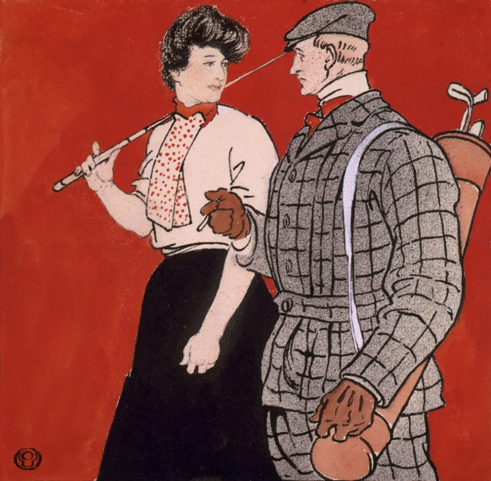 Woman & Man Golfers Conversing 1902 Poster Print By Edward Penfield, 18 X 24