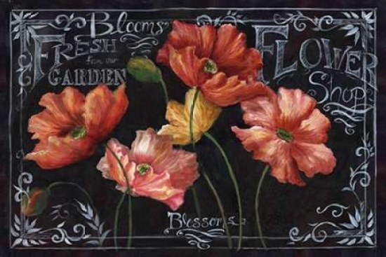 Pdxrb8453tslarge Flowers In Bloom Chalkboard Landscape Poster Print By Tre Sorelle Studios, 24 X 36 - Large
