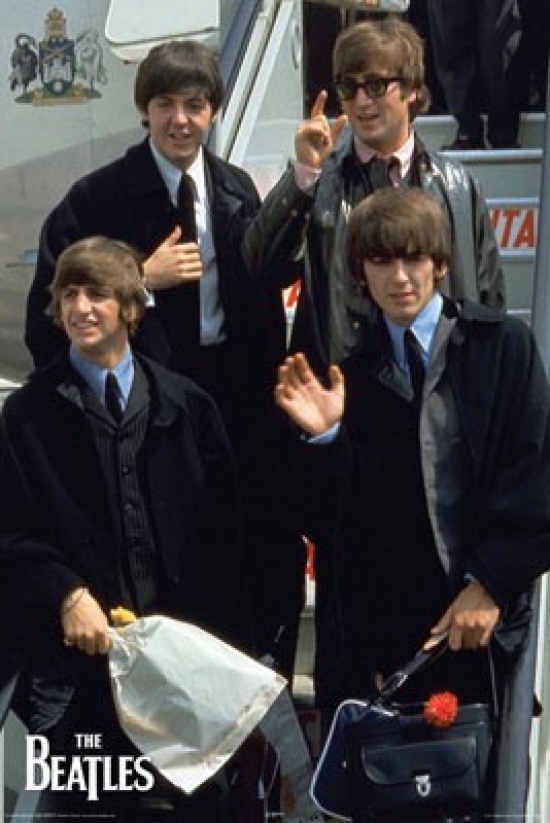 Xpe160008 Beatles - Plane Arriving In America Poster Print, 24 X 36