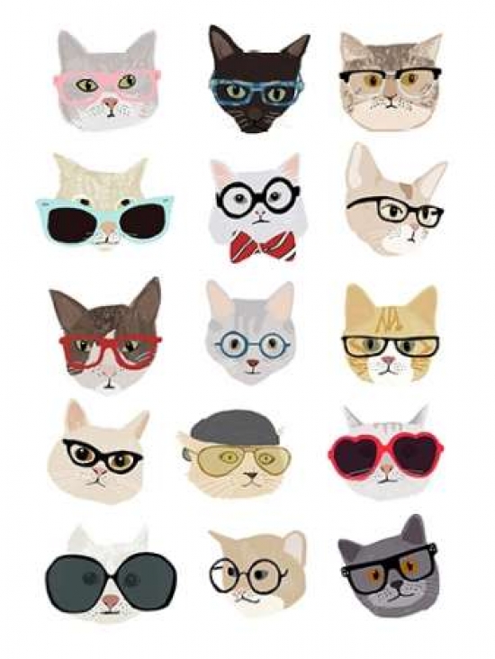 Pdxm1221dlarge Cats With Glasses Poster Print By Hanna Melin, 18 X 24 - Large