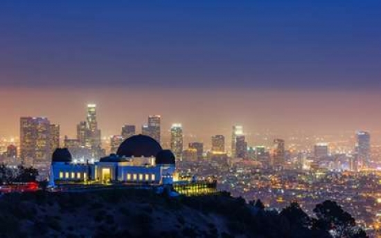Pdxt538dsmall L.a. Skyline With Griffith Observatory Poster Print By Toby Harriman Visuals, 12 X 18 - Small