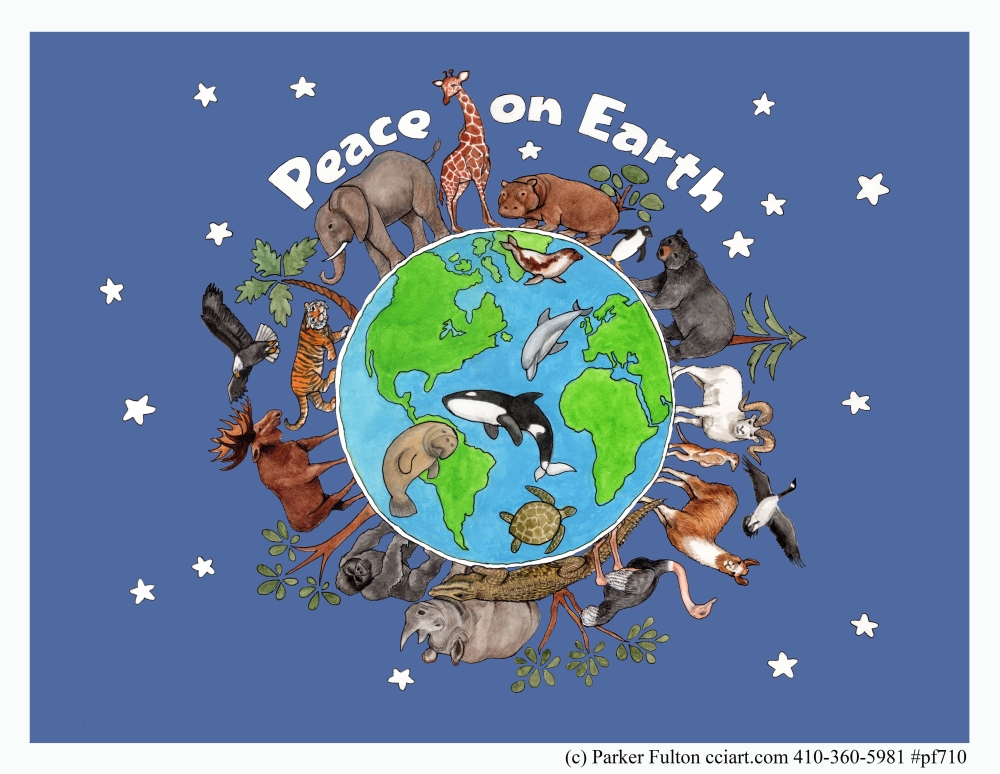 Obl20004 Peace On Earth 2 Poster Print By Parker Fulton, 15 X 12