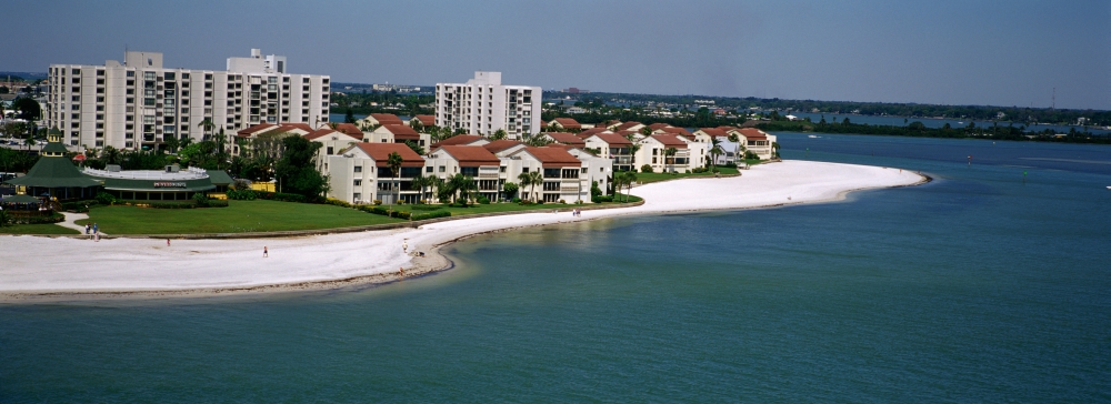 Aerial View Of Hotels On The Beach Gulf Of Mexico Clearwater Beach Florida Usa Poster Print, 36 X 12