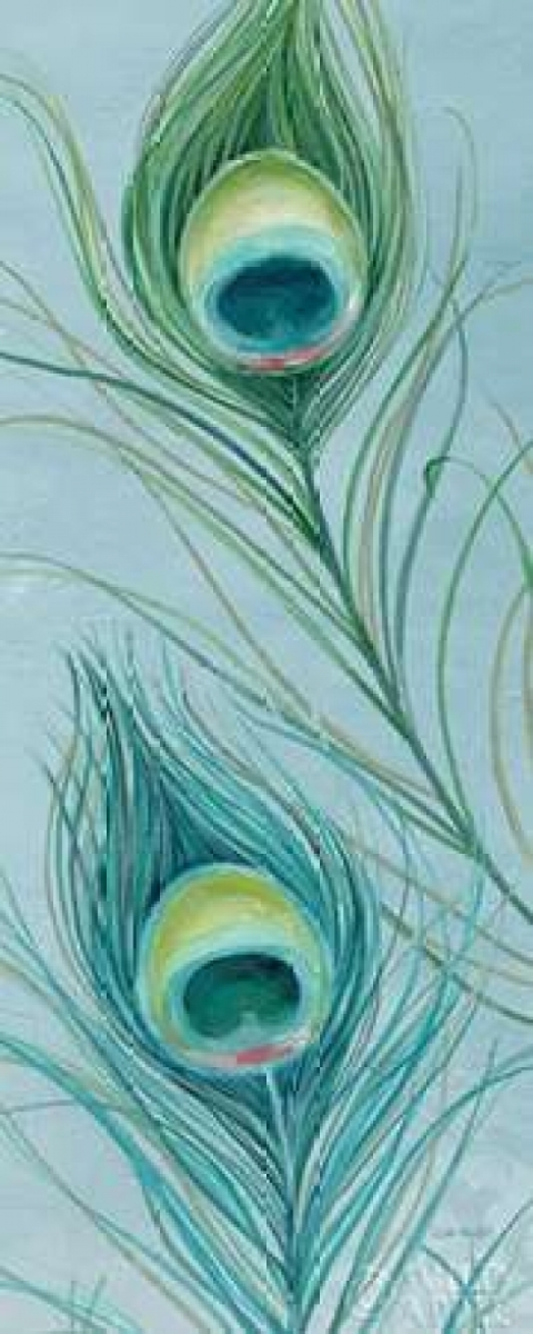 Blue Feathered Peacock VI Poster Print by Lisa Audit - Blue - 10 x 20