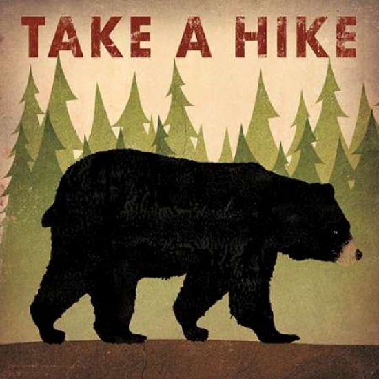 Pdx22891small Take A Hike Black Bear Poster Print By Ryan Fowler, 12 X 12 - Small