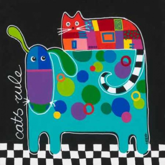Pdxga0102496small Cats Rule Poster Print By Yvonne Hope, 12 X 12 - Small