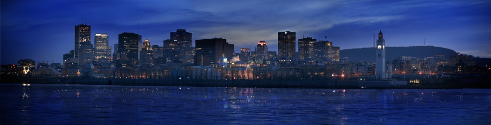 Dpi2028404large Panoramic Of Skyline At Dusk Montreal Quebec Poster Print, 44 X 12 - Large