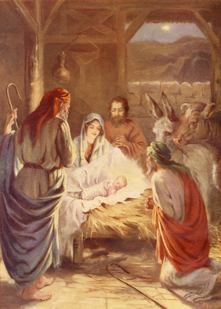Pphpdp87803 The Life Of Jesus C.1930 The Baby In The Manger Cradle Poster Print By W.j. Gibbs, 18 X 24
