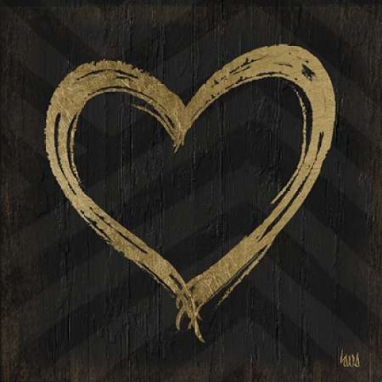 Chevron Sentiments Gold Heart Trio Ii Poster Print By H.artworks, 12 X 12 - Small
