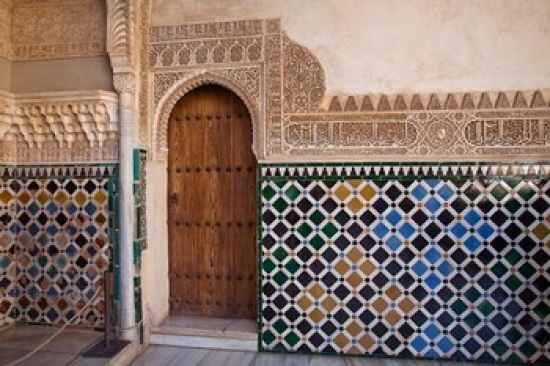 Pddeu27jeg0110b Spain Andalusia Alhambra Ornate Door & Tile Of Nazrid Palace Poster Print By Julie Eggers, 18 X 12