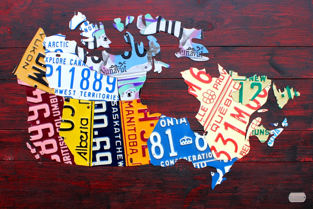 Pdtdt017 Canada License Plate Map Poster Print By , 36 X 24