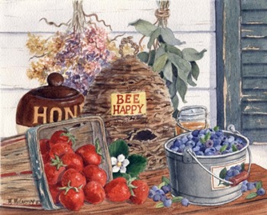 Ppfmm011 Bee Happy Poster Print By Maureen Mccarthy, 20 X 16