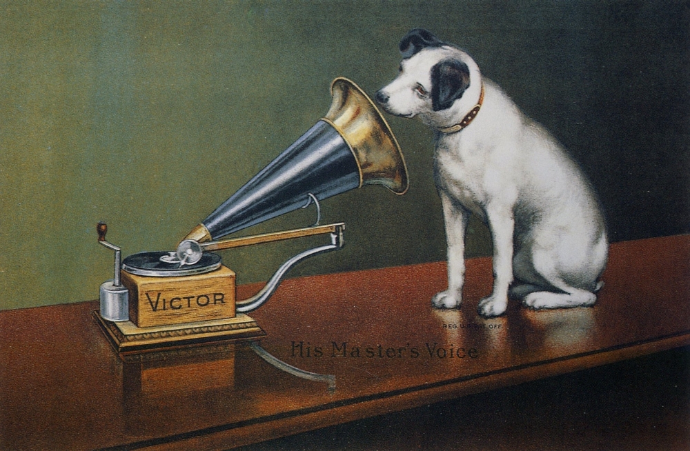 The Theatre C.1910 His Masters Voice Ad Poster Print By Francis Barraud, 18 X 24