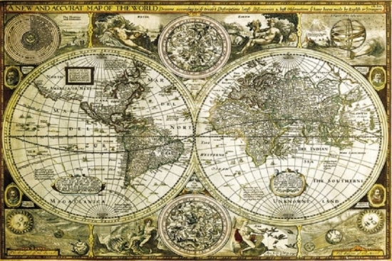 Xpe160298 World Map Gold Historical Poster Print, 24 X 36