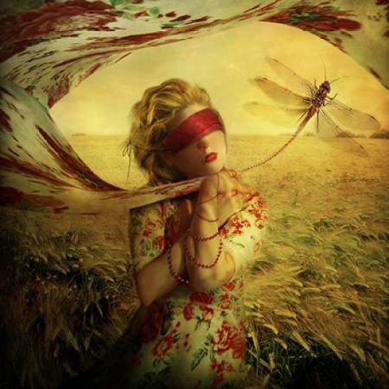 Pdxo190dlarge Lady With Dragonfly Poster Print By Marta Orlowska, 24 X 24 - Large