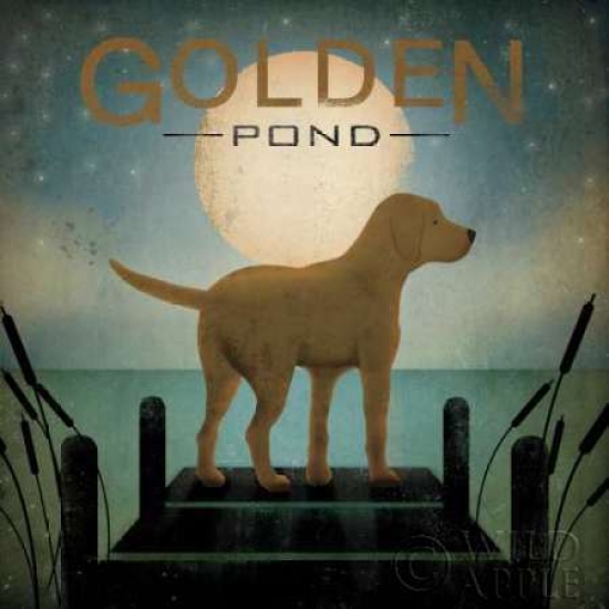 Pdx11453small Moonrise Yellow Dog - Golden Pond Poster Print By Ryan Fowler, 12 X 12 - Small