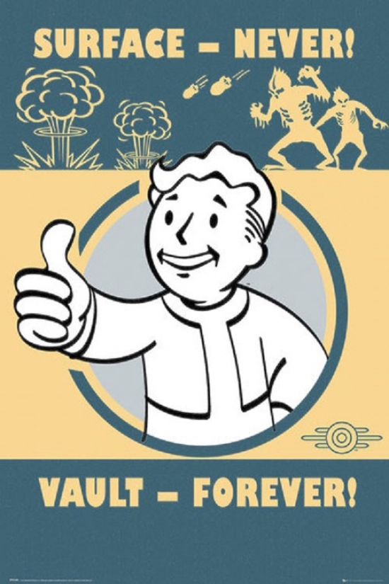 Xpe160456 Fallout 4 Surface Never Vault Forever Poster Print, 24 X 36