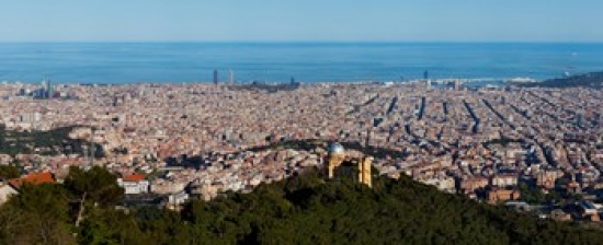 Aerial View Of A City Barcelona Catalonia Spain Poster Print, 30 X 13