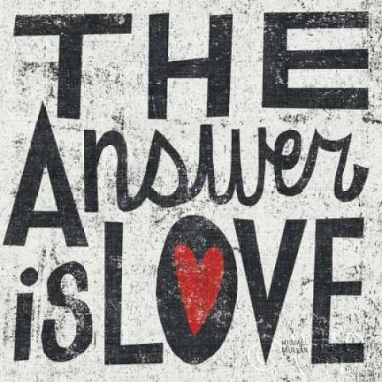 Pdx11593small The Answer Is Love Grunge Square Poster Print By Michael Mullan, 12 X 12 - Small