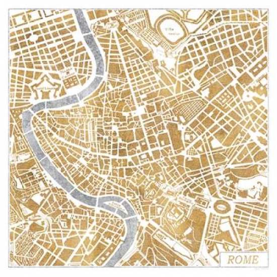 Pdx17665large Gilded Rome Map Poster Print By Laura Marshall, 24 X 24 - Large