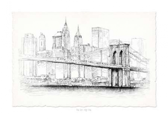 Pdx923ewa1072asmall Brooklyn Bridge Pen & Ink Poster Print By Art Atelier Alliance, 9 X 12 - Small