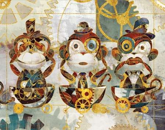 Pdxey25950small Steampunk Monkeys Poster Print By Eric Yang, 11 X 14 - Small
