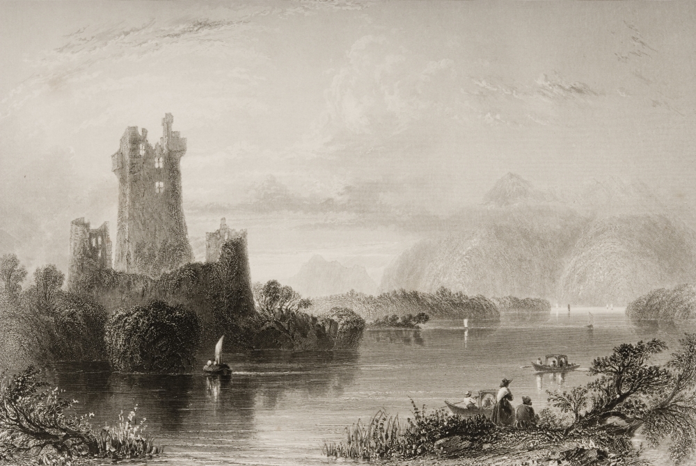 17 X 11 In. Ross Castle County Kerry Killarney Ireland Poster Print Drawn By W.h.bartlett Engraved
