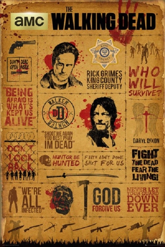 Xpe160509 Walking Dead Infographic Poster Print, 24 X 36