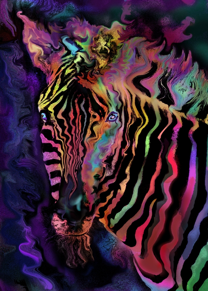 Mgl601589large Rainbow Zebra Poster Print By Alixandra Mullins, 24 X 32 - Large