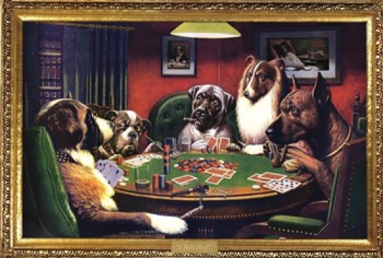 Dogs Playing Poker - Cassius Marcellus Coolidge Poster Print, 36 X 24