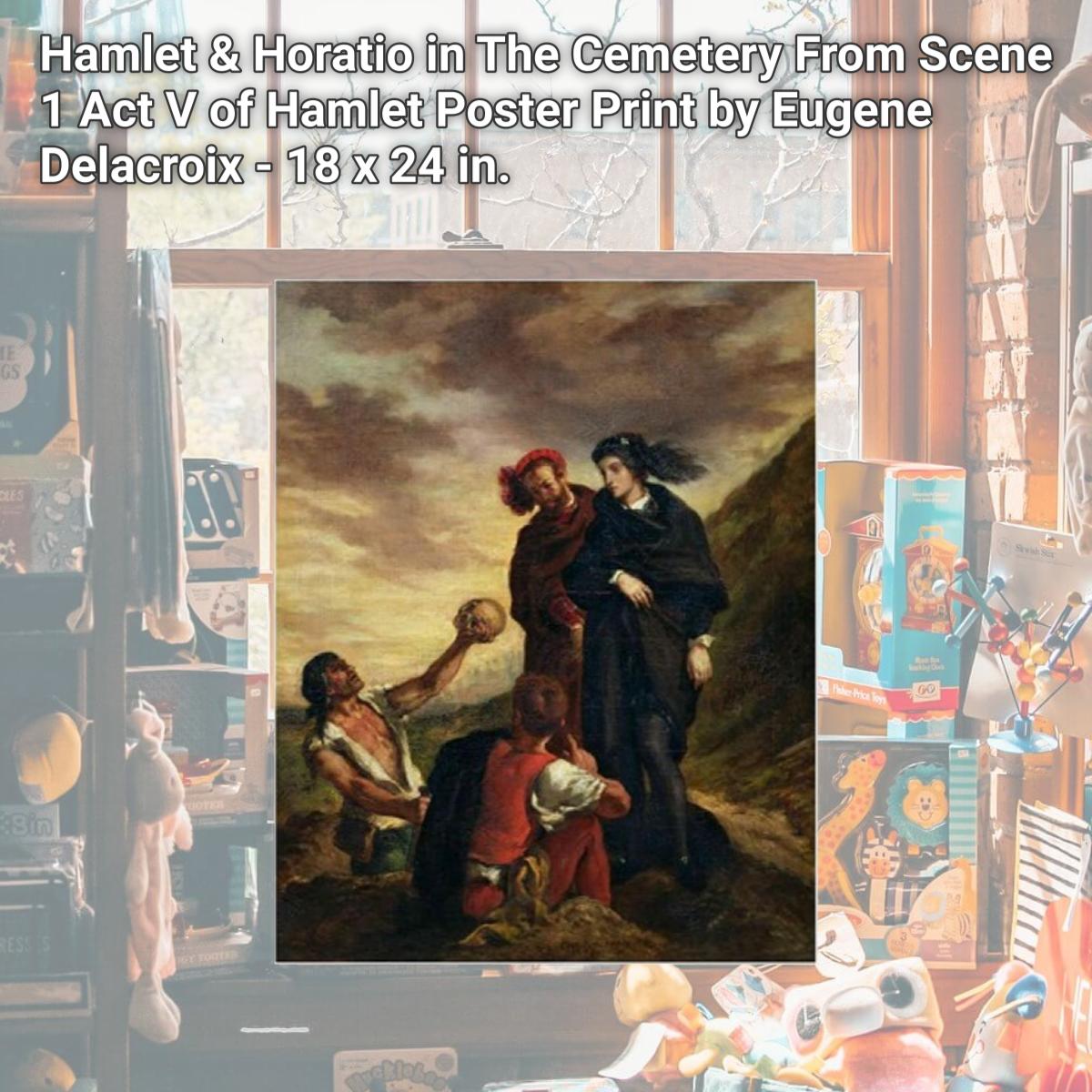 Picture of Posterazzi BALXIR198084 Hamlet & Horatio in The Cemetery From Scene 1 Act V of Hamlet Poster Print by Eugene Delacroix - 18 x 24 in.
