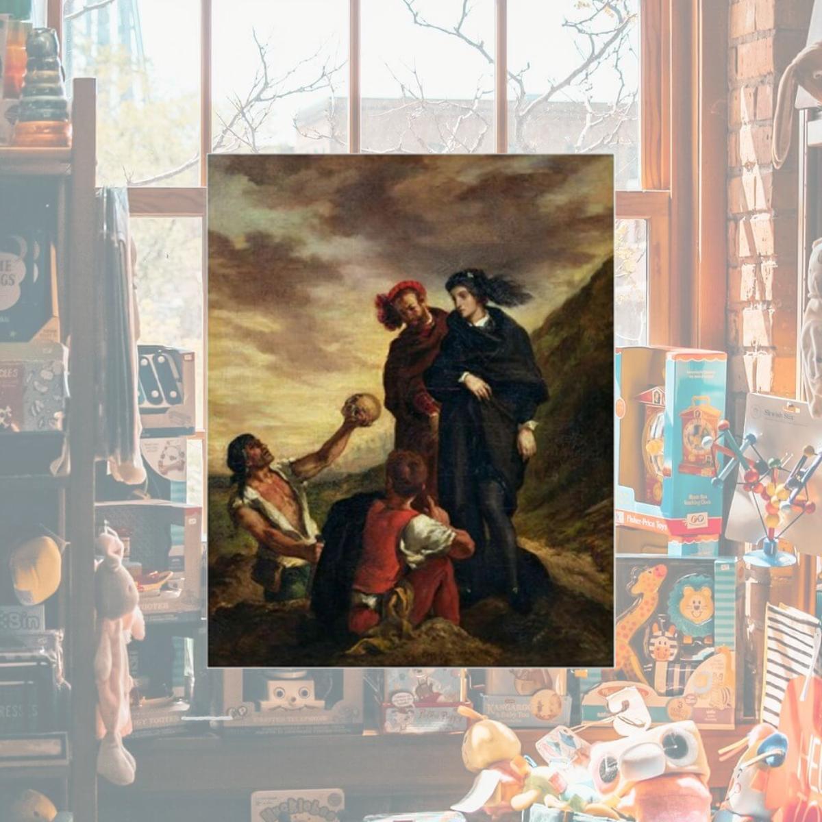 Picture of Posterazzi BALXIR198084 Hamlet & Horatio in The Cemetery From Scene 1 Act V of Hamlet Poster Print by Eugene Delacroix - 18 x 24 in.