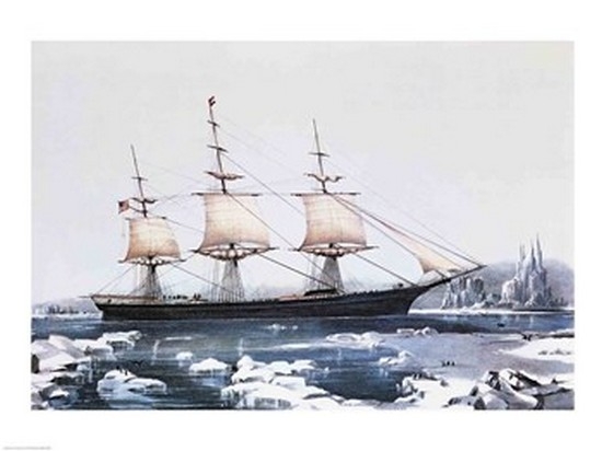 BALBAL32904LARGE Clipper Ship Red Jacket in The Ice Off Cape Horn on Her Passage From Australia To Liverpool Poster Print – 36 x 24 in. – Large