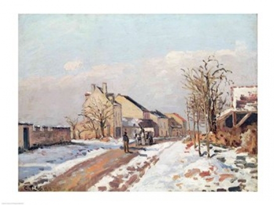 BALXIR226573LARGE The Road From Gisors To Pontoise Snow Effect 1872 Poster Print by Camille Pissarro - 36 x 24 in. - Large