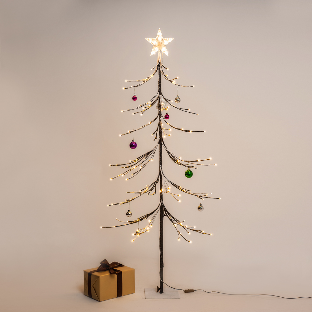 Led-04-fir 5 Ft. Brown Artificial Snow Star Christmas Tree With 144 Led