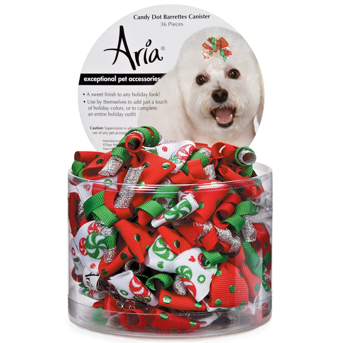 Aria Candy Dot Barrette Canister, 36 Piece
