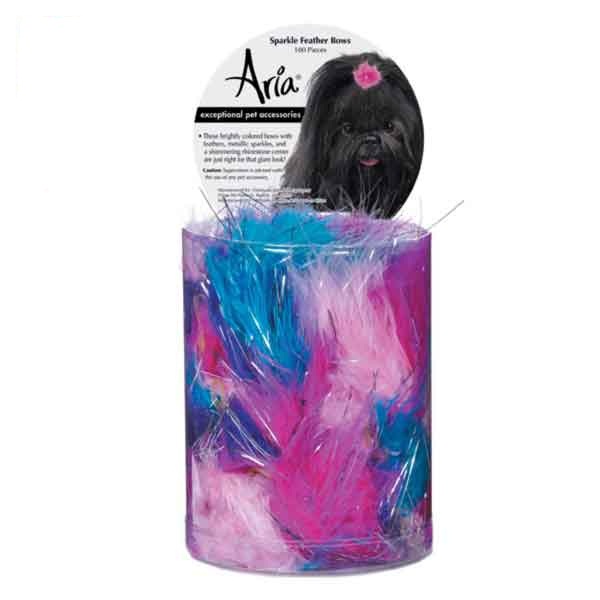 Aria Sparkle Feather Bows Canister, 100 Piece