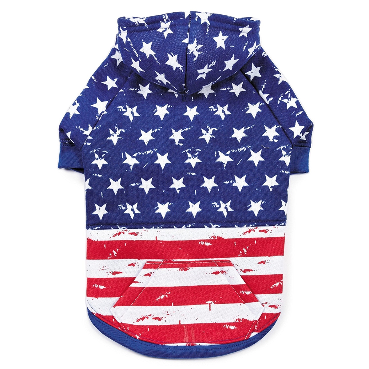 Zack & Zoey Distressed American Flag Hoodie For Dogs - Large