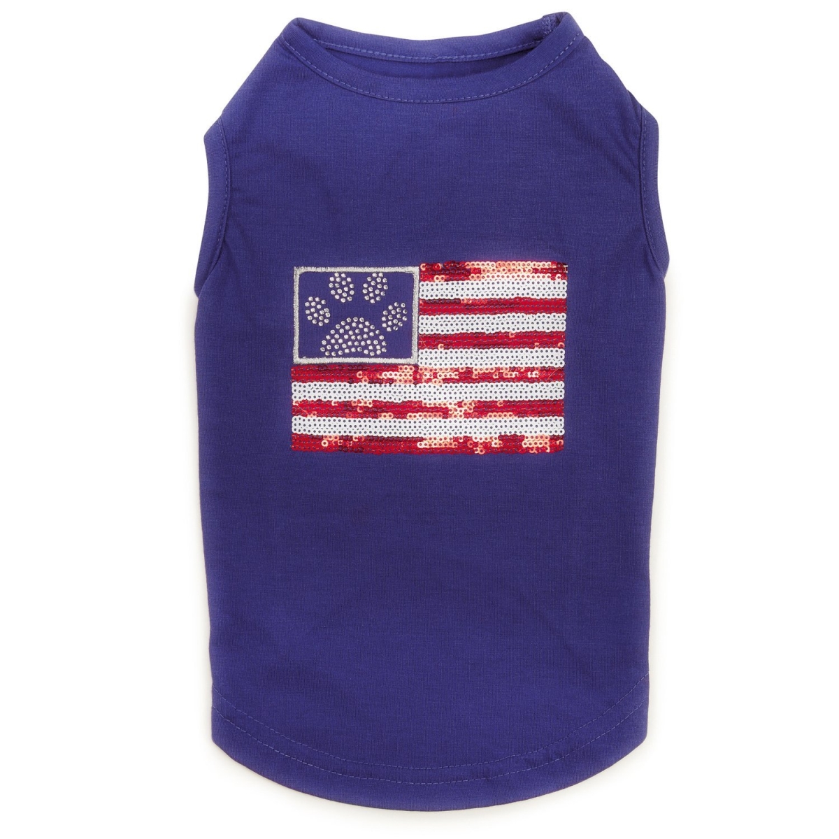 Zack & Zoey Sequin Flag Upf40 Tank Top For Dogs, Blue - Small & Medium